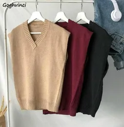 Sweter kamizelka solidne eleganckie dzianiny vneck luźne swetry bez rękawów męskie nastolatki allmatch wzruszaj ramionami w stylu preppy Studenci3740049