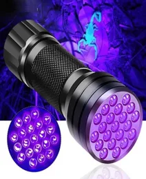 LED-UV-Taschenlampe, 395 nm, 21 LEDs, Ultraviolett, Mini-Taschenlampe, Skorpion, Haustier-Urinflecken-Detektor, Verwendung einer 3AAA-Batterie, Erkennung von Ultraviolett 5665947