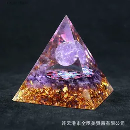 Decorative Objects Figurines New crystal ball pyramid broken crystal pyramid tabletop ornament T240306