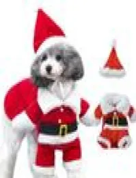 Dog Apparel Coat Christmas Pet Santa Costume Clothes Hoodie Jumper Xmas Outfit UK For Puppy Warm Cat Coats Winter3836227
