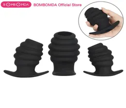 BOMBOMDA 3 Sizes Hollow Anal Plug Soft Prostate Massager Butt Plug Anal Sex Toys For Woman Men Anal Dilator Sex Products X07285714009