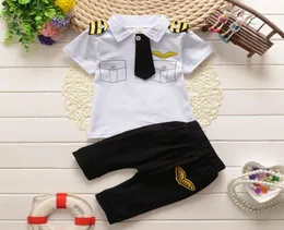 Bibicola yaz bebek erkek giyim setleri eşofman kıyafetleri pamuk epaulet kıyafetleri sıradan setler çocuklar moda pilotu takım elbise takım elbise