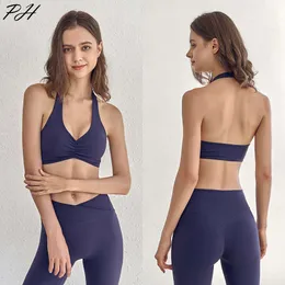 Lu Align Tanks Outfit Camisoles Sexy Halter Sutiã esportivo Nude Feel Fitness Soft Elastic Gym Yoga Top Roupas de treino Pushup Corset Mulheres Acolchoadas Activewear Jogger Gr