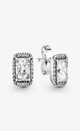 Authentic 925 Sterling Silver Stud Earrings 18K Yellow Rose gold plated CZ diamond Women Mens Jewlry with Original box for pandora1231136