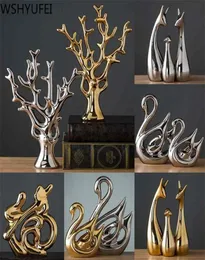 Moderna ceramica animale figurine statua decorativa cervo porcellana casa desktop decor Natale compleanno regalo di nozze 2109249865476