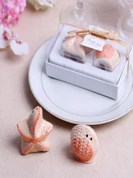 Söt 2PCSSet Seashell Beach tema Salt och peppar Shaker för Baby Shower Wedding Favor Gift2914348