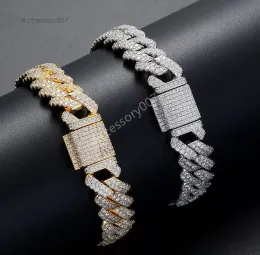 Projektant biżuterii Bransoletka 13 mm Mężczyzn Hip-Hop Luksusowy projektant Symulowane diamentowe bransoletki Banles Wysokiej jakości złote biżuteria kubańska bransoletka 7/8 cali