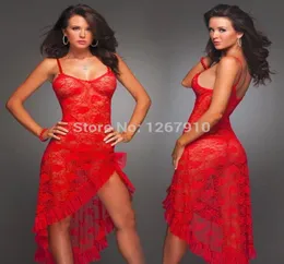 Bütün Beden Dantel Beyaz Seksi Robe Elbise Seti Sweetwear Red Long Nightgown Elbise Nightwear Kadın Seksi iç çamaşırı L7672303