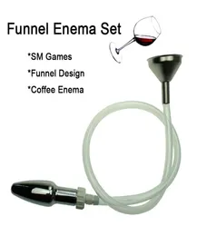 Funil de aço inoxidável cabeça de chuveiro mangueira kit enemator metal anal plug sm limpeza ânus douche lavagem bunda jogos sexuais brinquedo para casal5752430