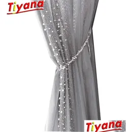 Curtain Side Beading broderad tle för vardagsrum Ljus lyxiga pärlor grå ren Volie balkong Zh452vt 2107125692153 Drop Deliver Dhn9a