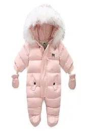 2020 Winter Baby Kleidung Mit Kapuze Pelz Neugeborenen Warme Fleece Bunting Infant Schneeanzug Kleinkind Mädchen Junge Schnee Tragen Outwear Mäntel3864392