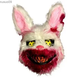 Designer Masks Plush Bunny Mask Scary Masks Durable Realistic Bloody Simulation Rabbit Headgear Performance Prop For Halloween Masquerades