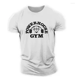 Mens T Shirts English Letter Elements 3D T-shirts Kort ärm Loose Casual Sports Tops Gym Powerhouse Workout Man Tees Overlaze Clothes