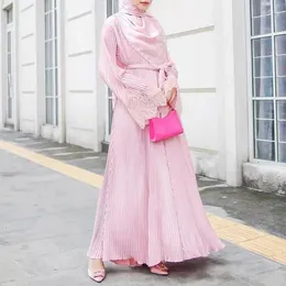 Ethnic Clothing 2024 Autumn Creative Muslim Press Lace Long Dress Kaftans For Women Cotton Abaya Vestidos Arabes Dubai Y Turcos
