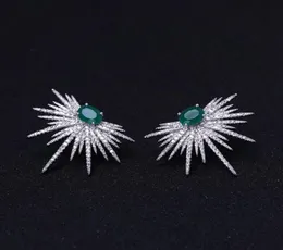 Stud janekelly Punk Style Spike Shape Earring Pave Cubic Zirconia brinco Green stone Sparkly Star Galaxy Earrings Clear 2211073732196