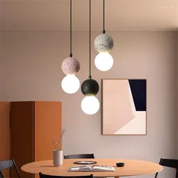 Lâmpadas pendentes Nordic bolas luzes de madeira vidro concreto luz quarto cozinha ilha jantar pendurado lâmpada led cabeceira