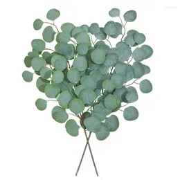 Decorative Flowers Artificial Oval Eucalyptus Leaves Branch For Vase Floral Wreath Bouquets Wedding Greenery Decoration