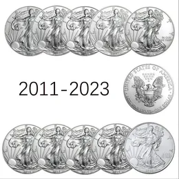 Icke-magnetisk 40mm utländsk gudinna för frihetsminnesmynt 2011 ~ 2023 Yingyang Coins Plated Silver Medal Source Factory Factory