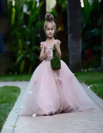 Blush Pink Flower Girls Dresses Healses Spaghetti Straps Ball Dontraples Tulle Pageant Dresses for Girls Long Girl Dresses For6277306