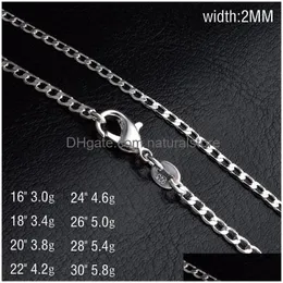 Chains Bk 2Mm 925 Sterling Sier Side Necklace Cuban Link Chains For Women Mens Jewelry 16 18 20 22 24 26 28 30 Inches Drop Delivery Je Dht36