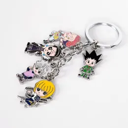 Anime X Keychain Gon Killua Zoldyck Kurapika Hisoka Metal Figures Keyrings for Women and Men Fashion Car Chain2605