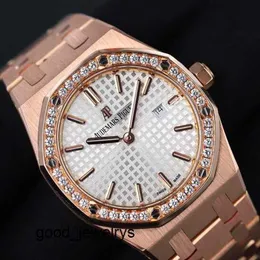 Zamansız Sıcak AP Saat Kraliyet Meşe Serisi Womens Watch 33mm Çapı Kuvars Hareket Hassas Çelik Platin Gül Altın Eğlence Kadın Lüks Saat