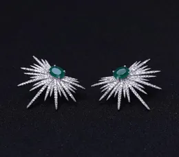 Stud janekelly stile punk orecchino a forma di punta pavé di zirconi brinco pietra verde orecchini scintillanti stella galassia trasparente 2211079154200