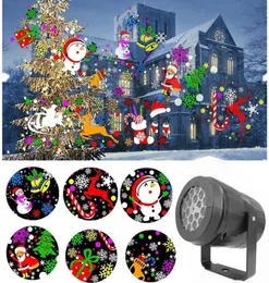 Luce ad effetto LED Natale Fiocco di neve Tempesta di neve Luci del proiettore 16 modelli Rotanti Lampade di proiezione scenica per bar KTV per feste Hol5367223