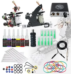 Complete Beginner Tattoo Kit 2 Machines Guns Inks Mini Power Supply D30565260157