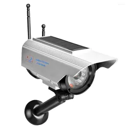 太陽光発電LED偽カメラ屋外セキュリティ監視銀ダミー