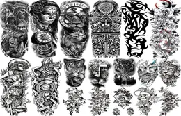 Временные татуировки на всю руку для мужчин и женщин, реалистичные поддельные татуировки, воин, лев, тигр, цветок, тату, наклейка6847092