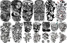 Pełne ramię Tetatuos Tattoos Rękaw dla mężczyzn Kobiety Realistyczne fałszywe Tatoos Warrior Lion Tiger Flower Tatoo Staker 6847092