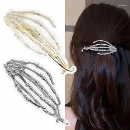 Grampos de cabelo goth moda crânio mão osso hairpin para mulheres escuro criativo legal clipe 2024 tendência acessórios de festa de halloween presente