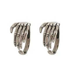 2pcs Goodlooking 925 Sterling Silver Ring Punk Rock Vintage Resizable Skeleton Grip Shaped Loop Jewelry for Women Finger ring4859527