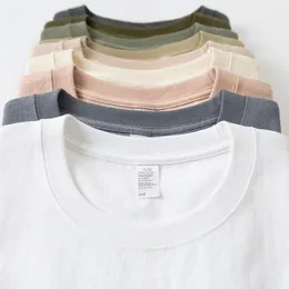 2024 Designer Kurzarm Sommer Männer Frauen Reine Baumwolle Atmungsaktiv Schwergewicht T-shirt Lose Mode Marke Instagram Unterstützung Einfarbig Halbarm