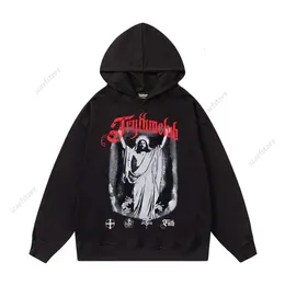 High Street Hiphop Fashion Mash Jesus Sweter Women Ins Street Street Chin-Chic Oversize Cienki płaszcz