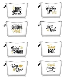 MPB014 3D print words DIY white Cosmetic Bags Fashion Travel Makeup Bag Organizer Make Up Case Storage Pouch Beauty Kit Wash Bag2400527