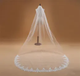 Voile Mariage 3M Long 1 Layer Wedding Veil with Comb Comb Lace Edge Cathedral Length Cheap Bridal Veil Wedding Accessories Veu de No7083342