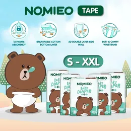 nomieo baby 일회용 기저귀 태어난 테이프 가벼운 통기성 아이 곰 바지 누출 방지 쉽게 흡수 된 소프트 240306