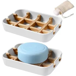 Sabun bulaşıkları süblimasyon bambu tabaklar ahşap sabun tutucu ahşap banyo sabunlar kutu kasa konteyner tepsi raf tabak banyo depolama SOape dhmbz