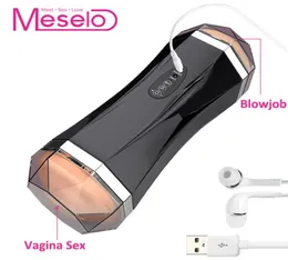 Meselo Masturbatore maschio elettrico di lusso per l'uomo può collegare l'auricolare pompino vera figa della vagina macchina del sesso giocattoli del sesso per gli uomini nuovo J15102410