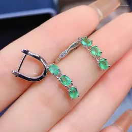 Dangle Earrings MeiBaPJ Natural Colombian Emerald Gemstone Drop Real 925 Silver Fine Charm Jewelry For Women