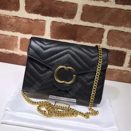 Counter Quality oryginalna skórzana torba na ramię Marmont Serie stary łańcuch logo TOP Designer Bag na pikowana skórzana koperta torba crossbody Bag