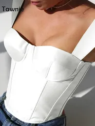 Tawnie Y2K SATIN OFF SHASKING CORSET CROP TOP Women Sleeveless Backless Sexy Strapless Vest Skinny Summer Tank Tube Tops 240229