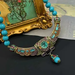 Подвески, винтажные европейские и американские ожерелья со стразами, синие бирюзовые камни для горных ювелирных изделий с бриллиантами