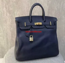 Handgefertigte Handtasche aus echtem Leder, schwarze Kollektionstasche, Bk40 cm, vollständig handgenähte Ledertasche mit Logo HBMF