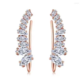 Stud Double Fair Shining Angle Wing Ear Cuff Earrings For Women Cubic Zirconia Rose White Gold Color Fashion Jewelry DFE791M9653077