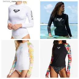 Costume da bagno da donna Costume da bagno da donna Rush Guard UPF50 + traspirante ad asciugatura rapida a maniche lunghe nuoto surf spiaggia sport acquatici fiore Q240306