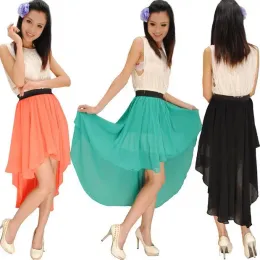 Skirts Wholesale New Hotselling High quality Women's personality dovetail chiffon bust skirt asymmetrical irregular sweep skirt