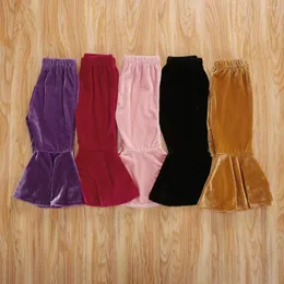 Pantaloni Pantaloni per ragazze 2024 Primavera Autunno Lungo a vita alta per bambini Bambino Solido Leggings elastici in vita Flare Bambino